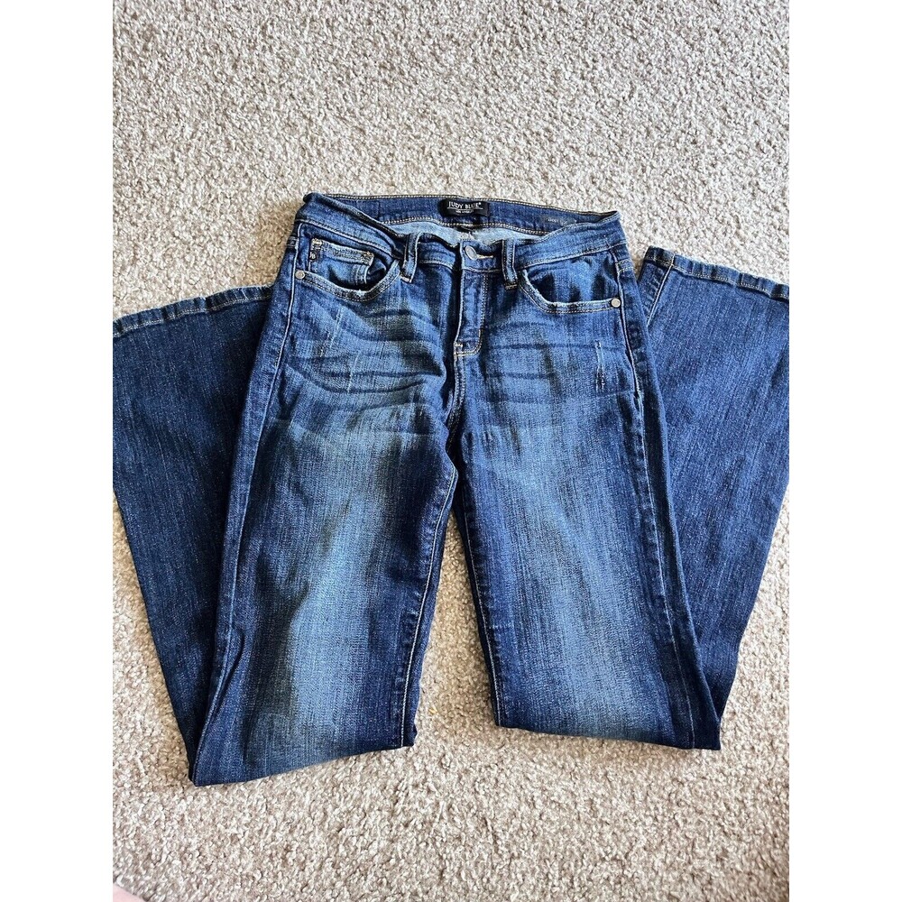 Judy Blue Jeans Women 7/28 Blue Boot Cut Denim 28x31 Distressed Boho Indie